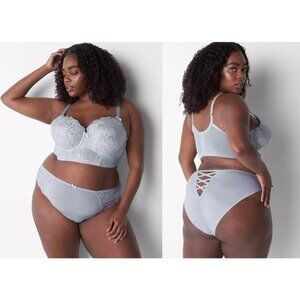 Lane Bryant Cacique Metallic Lace Strappy Back High Leg Panty 26/28